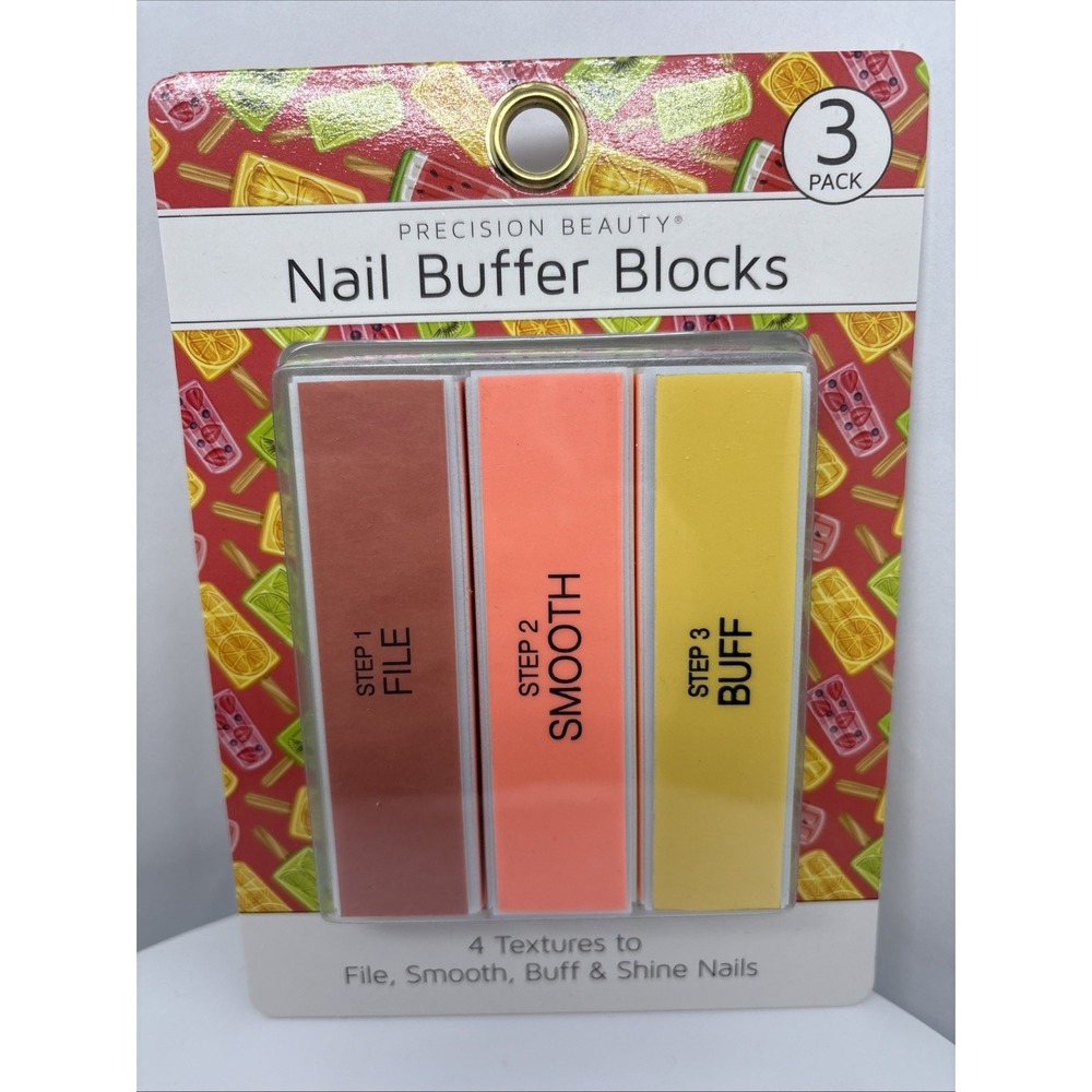 Nail Buffer Blocks Precision Beauty Pro Tools 3 Pack 4 Textures File Smooth
